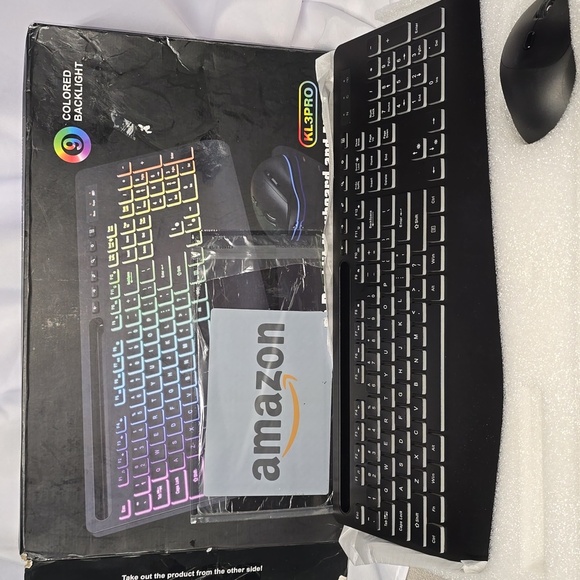 Wireless Keyboard and Mouse Combo, 9 Backlit Effects, Wrist Rest, Phone Holder